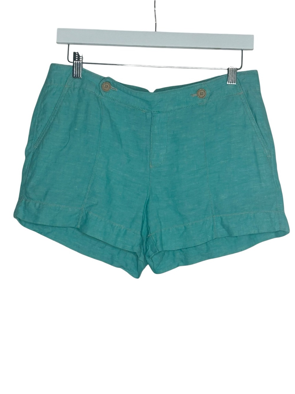 LOFT Teal Linen-Blend Shorts EUC Sz 4 Coastal Grandma Resortwear Preppy